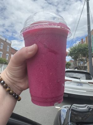 Dragon fruit, sea moss, soursop and guava juice smoothie   at Vegan Mami in Henderson