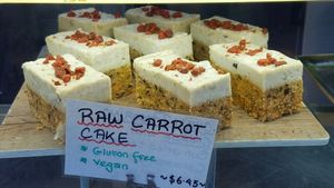 raw carrot cake at Invita Living Food in Melbourne