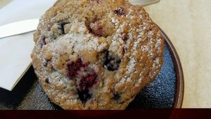 vegan berry muffin at Invita Living Food in Melbourne