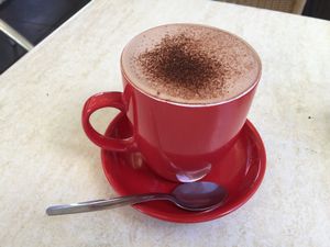 Large vegan hot chocolate (with soy mylk) at Invita Living Food in Melbourne