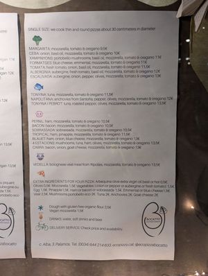 Carta (English) at Bocatto in Palamos