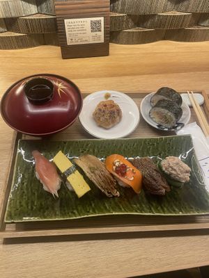 Sushi combo with soup #Veganuary at Shojin Sushi Minamo in Osaka