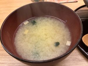 Miso soup at Shojin Sushi Minamo in Osaka