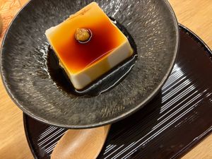 Sesame tofu at Shojin Sushi Minamo in Osaka