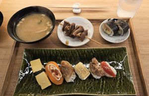 Evening vegetarian sushi assortment 夜の精進寿司盛り合わせ定食 at Shojin Sushi Minamo in Osaka