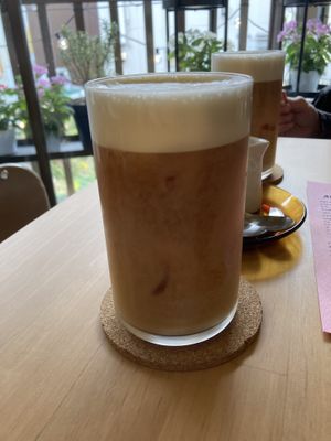 Iced soy latte. They go out of their way to source a soy milk that actually foams properly and it really works well here.  at Folksaka in Osaka