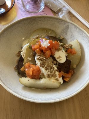 Pumpkin French toast, seasonal (?) dish. Usually I avoid the sweet stuff but I don’t get to eat this kind of thing anymore so jumped at the chance.  at Folksaka in Osaka