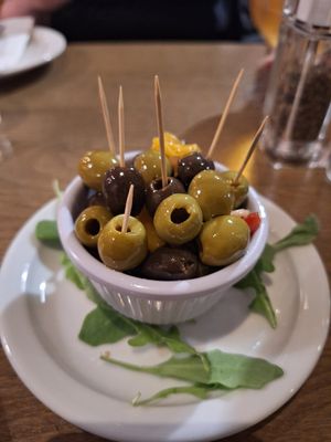 Mixed olives at TONI in Dublin