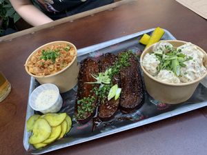Vegan brisket, Mac and cheese and potato salad   at Saint Monday in East London