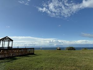 View of the ocean from inside. Outside seating also availablee  at The Rusty Anchor Restaurant in Inverness
