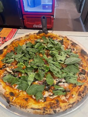 Vegan pizza  at Los Juanchos in La Fortuna