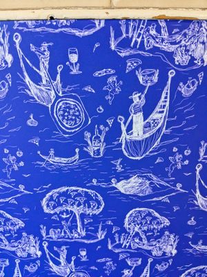 their new wallpaper at Vinnie's Pizzeria in Brooklyn