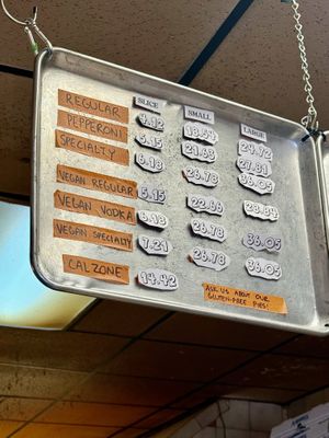 Menu  at Vinnie's Pizzeria in Brooklyn