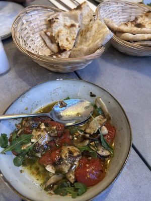 Vegan mushroom ceviche with roasted watermelon   at Masa Madre in Paris