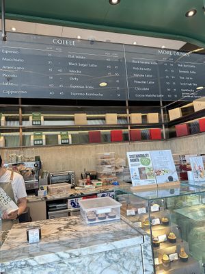 Cafe drinks also offered. Case is Maya goods on one side (left, not shown) and The Cakery on the right    at Maya x The Cakery  in Hong Kong Island