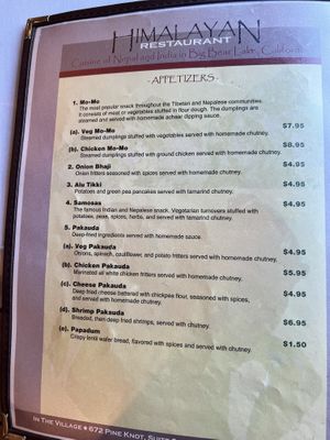   at Himalayan Restaurant in Big Bear Lake