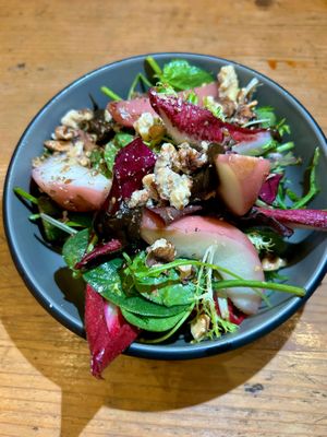 Pear & chicory salad, walnut ketchup at The Gun Pub in Heathfield