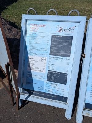 Menu with vegan burger at The Rocketeer Restaurant in North Berwick