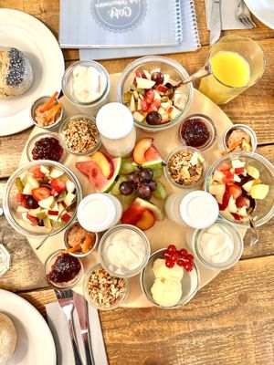 One of the vegan breakfasts. (This one is for three people)  at Hof Schwansen in Brodersby