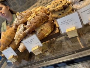 Croissant, apricot & almond croissant, and peanut butter cookies   at The Milkman - Cockburn St in Edinburgh
