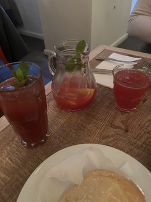Pomegranate ice tea (super delicious) and elderberry mint lemonade  at Osmans Töchter in Berlin
