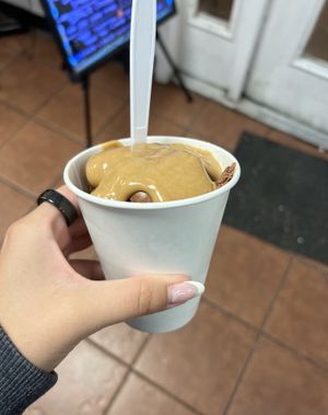 chocolate banana bread with peanut butter sauce   at Kohr Soft Ice Cream in Tuckerton