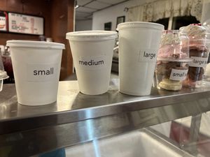 size options- the small had 3 scoops!  at Kohr Soft Ice Cream in Tuckerton