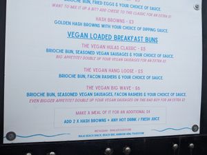 Breakfast options at Hulas Beach Shack in Folkestone