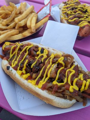 Vegan French bulldog hotdog at Hulas Beach Shack in Folkestone