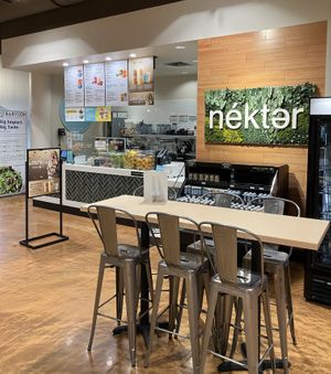 View from inside Kowalski's Market at Nekter Juice Bar in Edina
