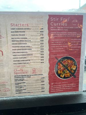 Menu  at Mizo in Belfast