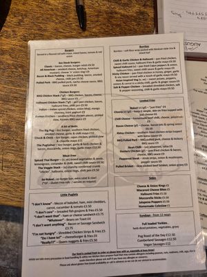 Menum at Pug and Pudding in High Peak