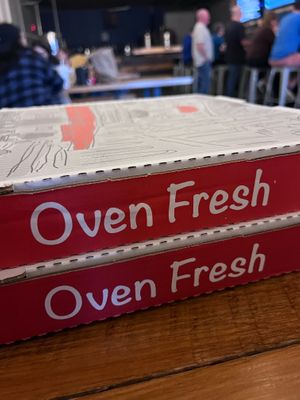 two vegan pizzas at DeFazio's Pizzeria in Albany