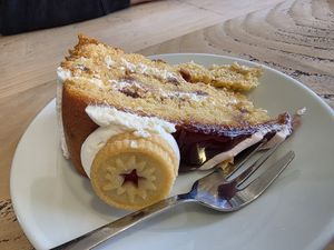 Jammy Dodger cake. at Spurn Point Visitor Centre Cafe in Hull