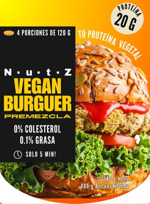 Premezcla de Hmbuerguesa alta en proteínas, sin grasa ni colesterol, se activa con agua tibia y listo! fácil de trasportar, no necesita refrigeración. at NutZ in Talca