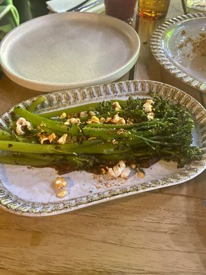 The broccolini with chilli popcorn  at Hotel Nacional in Melbourne