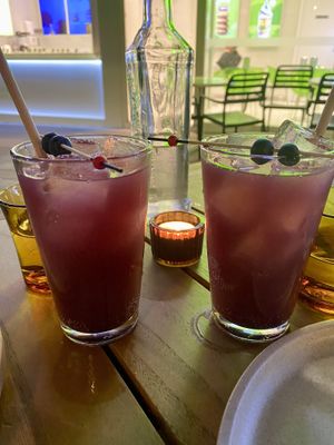 The tasty blueberry cocktails  at Hotel Nacional in Melbourne
