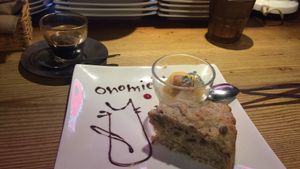 Vegan cake and ice cream (more like a sorbet) set. at Yamaneko Cafe in Onomichi