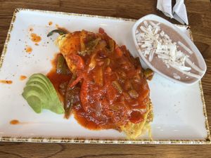 Vegan Chile relleno omelette  at Madres Brunch in Bellflower