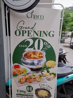 Sign outside at Chạm Vegetarian & Coffee in Ho Chi Minh City