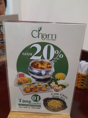 Sign at Chạm Vegetarian & Coffee in Ho Chi Minh City