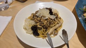 Mushroom pesto pasta (Vegan) at Mada Meal in Seoul