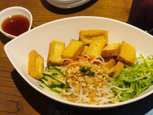 Fried-tofu salad with rice noodles at Lotus Palace in Fukuoka