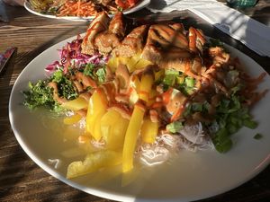 Thai Noodle Salad with added tofu  at Southside Junction Tap House in Fayetteville