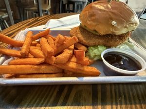 Heady Veggie “chicken” burger  at Southside Junction Tap House in Fayetteville