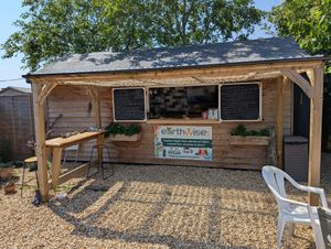 Outdoor cafe seating. More not showing in the photo. at Earthwise Cafe in Chichester