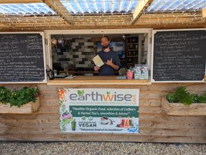One of the friendly staff. at Earthwise Cafe in Chichester