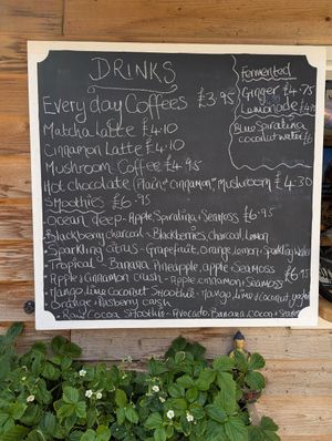 Drinks on offer. at Earthwise Cafe in Chichester