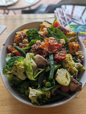 Mixed vegan salads at Smoults Larder in Maylands