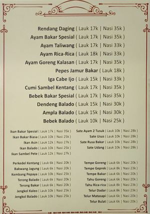 Menu at Padang Nusantara Vegetarian  in Jakarta